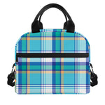 Blue Madras Pattern Print Insulated Lunch Bag