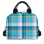 Blue Madras Pattern Print Insulated Lunch Bag