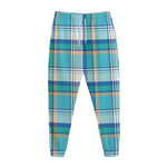 Blue Madras Pattern Print Jogger Pants