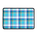 Blue Madras Pattern Print Kitchen Mat