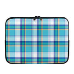 Blue Madras Pattern Print Laptop Sleeve