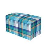 Blue Madras Pattern Print Leather Tissue Box Cover
