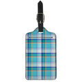 Blue Madras Pattern Print Luggage Tag
