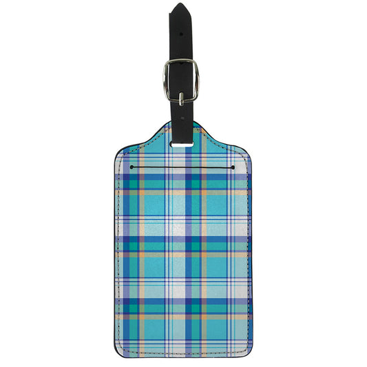 Blue Madras Pattern Print Luggage Tag