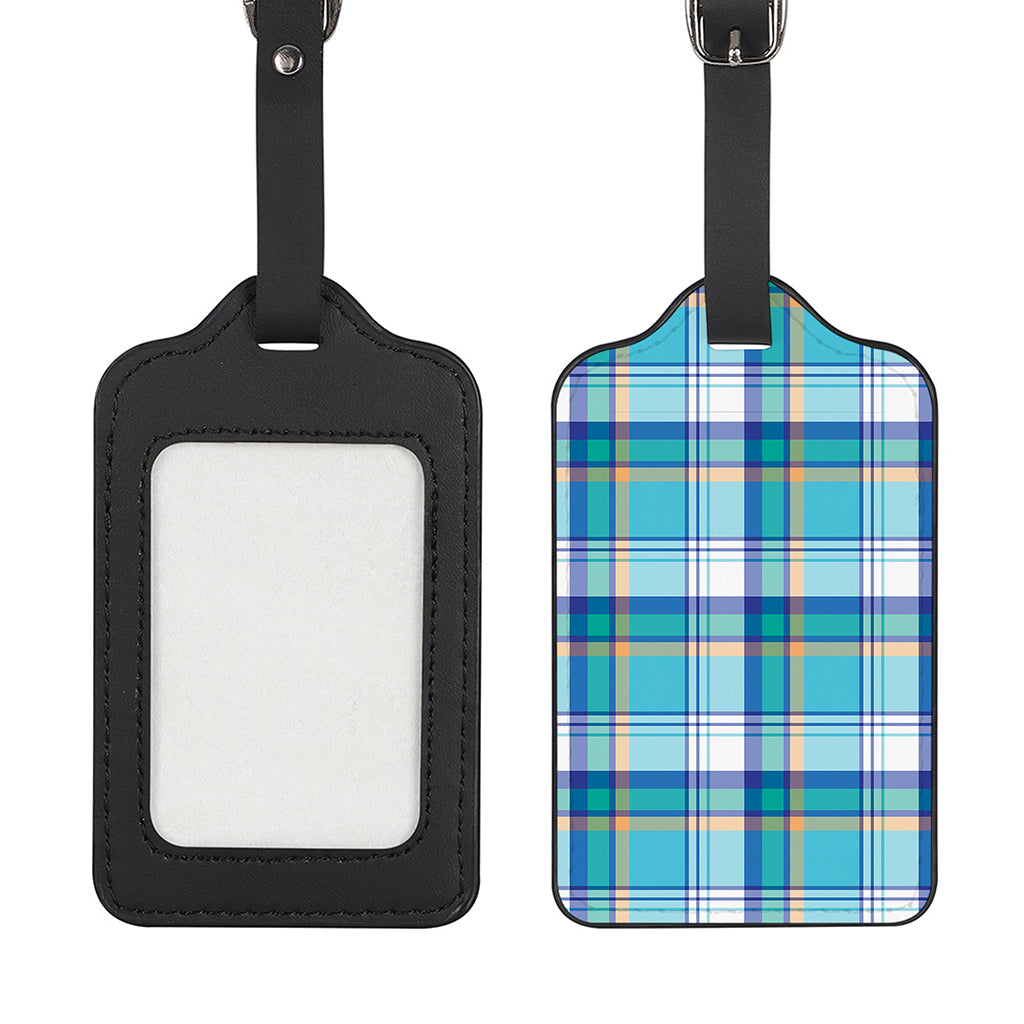 Blue Madras Pattern Print Luggage Tag