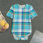 Blue Madras Pattern Print Men's Bodysuit