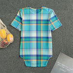 Blue Madras Pattern Print Men's Bodysuit