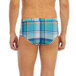 Blue Madras Pattern Print Men's Briefs