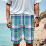 Blue Madras Pattern Print Men's Cargo Shorts