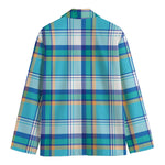Blue Madras Pattern Print Men's Cotton Blazer