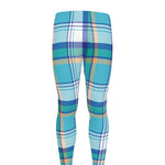 Blue Madras Pattern Print Men's leggings