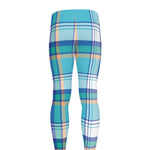 Blue Madras Pattern Print Men's leggings