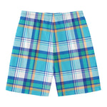 Blue Madras Pattern Print Men's Swim Trunks
