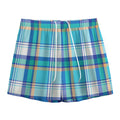 Blue Madras Pattern Print Mesh Shorts