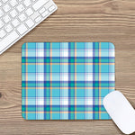 Blue Madras Pattern Print Mouse Pad