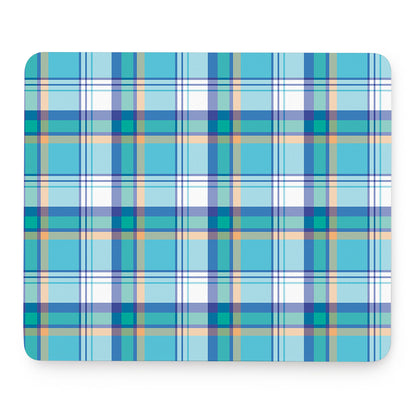 Blue Madras Pattern Print Mouse Pad