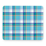 Blue Madras Pattern Print Mouse Pad