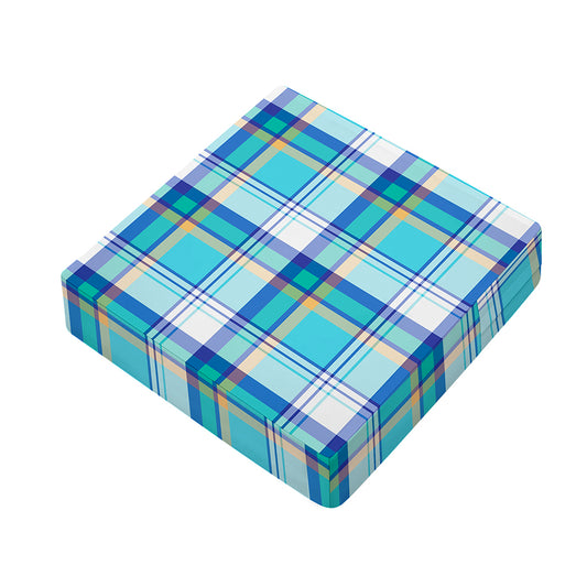 Blue Madras Pattern Print Outdoor Seat Cushion Cover