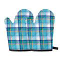 Blue Madras Pattern Print Oven Mitts