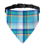 Blue Madras Pattern Print Over The Collar Dog Bandana