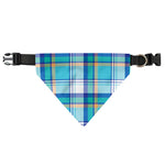Blue Madras Pattern Print Over The Collar Dog Bandana