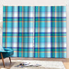 Blue Madras Pattern Print Pencil Pleat Curtains