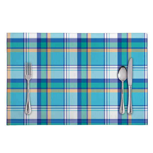 Blue Madras Pattern Print Placemat