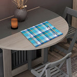 Blue Madras Pattern Print Placemat