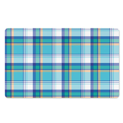 Blue Madras Pattern Print Polyester Doormat