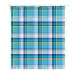 Blue Madras Pattern Print Polyester Shower Curtain