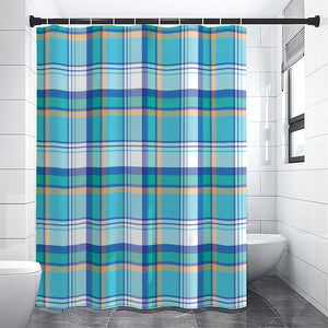 Blue Madras Pattern Print Premium Shower Curtain