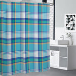 Blue Madras Pattern Print Premium Shower Curtain