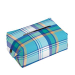 Blue Madras Pattern Print Rectangle Tissue Box Cover