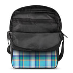 Blue Madras Pattern Print Rectangular Crossbody Bag