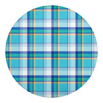 Blue Madras Pattern Print Round Blanket