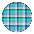 Blue Madras Pattern Print Round Floor Mat