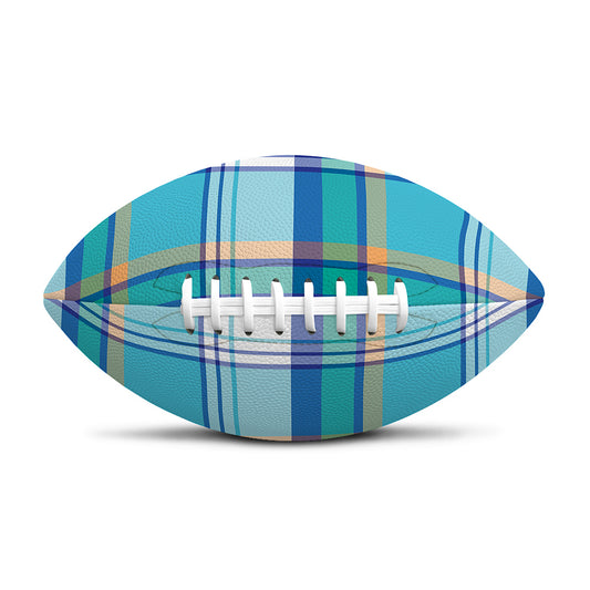 Blue Madras Pattern Print Rugby Ball