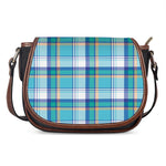 Blue Madras Pattern Print Saddle Bag