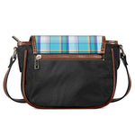 Blue Madras Pattern Print Saddle Bag