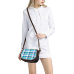 Blue Madras Pattern Print Saddle Bag