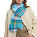 Blue Madras Pattern Print Scarf