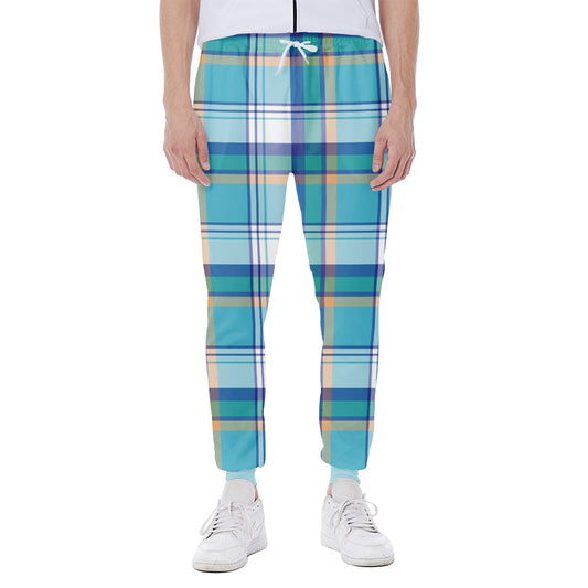 Blue Madras Pattern Print Scuba Joggers