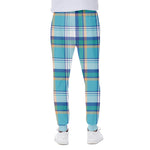 Blue Madras Pattern Print Scuba Joggers
