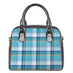 Blue Madras Pattern Print Shoulder Handbag