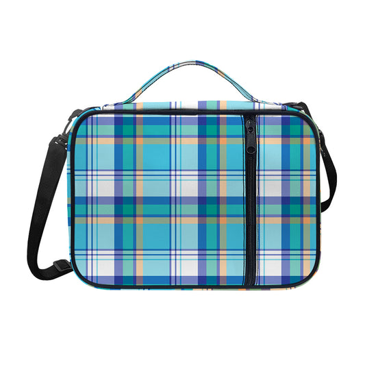 Blue Madras Pattern Print Shoulder Strap Bible Bag