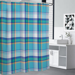 Blue Madras Pattern Print Shower Curtain