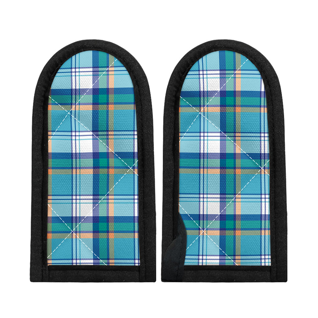 Blue Madras Pattern Print Skillet Handle Cover