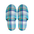 Blue Madras Pattern Print Slippers
