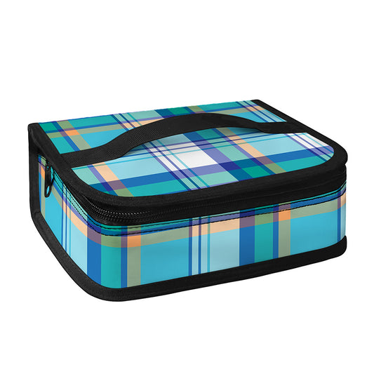 Blue Madras Pattern Print Small Lunch Bag