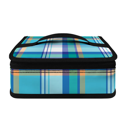 Blue Madras Pattern Print Small Lunch Bag